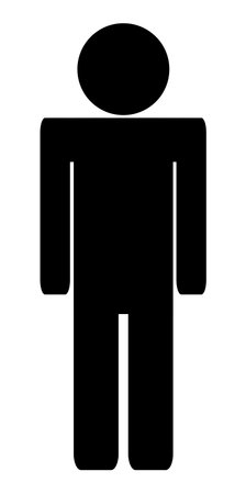 Vector man simple toilet, WC, or bathroom black icon isolated on a white background. Silhouette of a manのイラスト素材