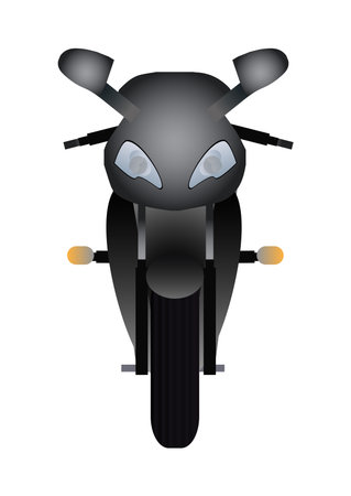 Vector icon of a sport motorbike - front view. The illustration of the motorcycle is isolated on a white background.のイラスト素材