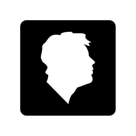 Default black silhouette of profile picture portrait icon isolated on a white background.のイラスト素材