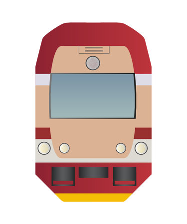 Vector icon of a red train - front view. The illustration of a locomotive is isolated on a white background.のイラスト素材
