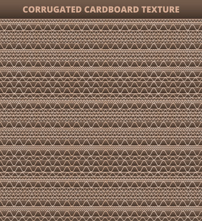 Vector brown board or cardboard texture. Background with stacks of cardboard boxes. Cardboard craft paper template. Packaging design element, the vintage brown geometric wavy pattern used in cardboardのイラスト素材