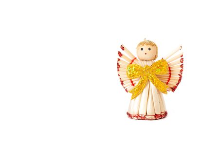Handmade christmas decoration angel from straw, traditional Czech の写真素材