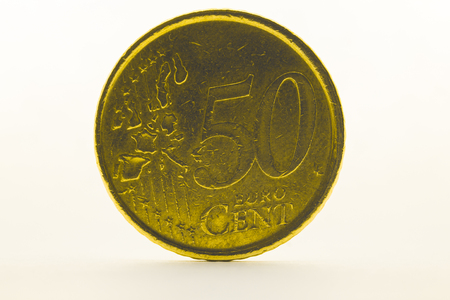 50 euro cents isolated on white backgroundの写真素材