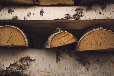 Pile of firewood stacked on top of each otherの写真素材