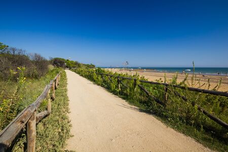 Nice road to beach, sunny day, nice blue skyの写真素材