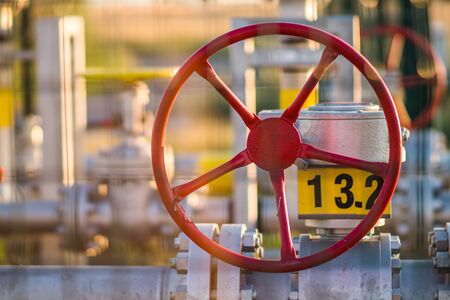 Oil and gas processing plant with pipe line valvesの写真素材