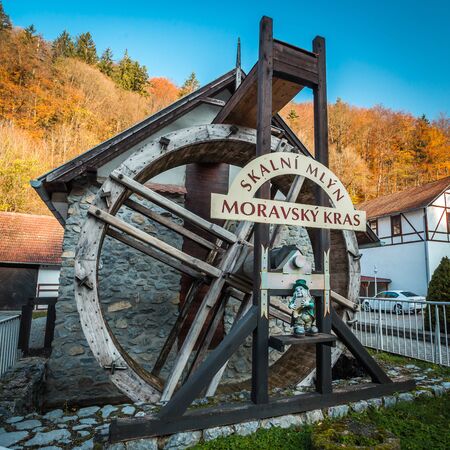 MORAVIAN KARST, CZECH REPUBLIC - 29 OCTOBER 2019 - Watermill Skalni Mlyn in Moravian Karst or in czech Moravsky Kras. Gate to beautiful caves and Macocha abyss in Czech Republic.のeditorial素材