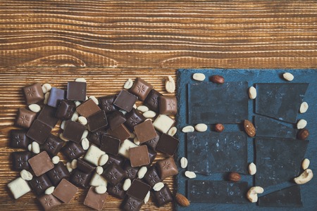 chokolate on granite background, view on topの写真素材