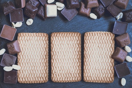 chokolate on granite background, view on topの写真素材