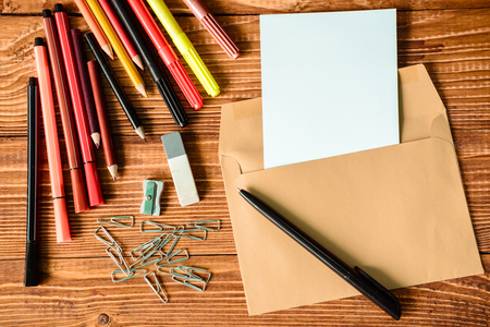 color pancils , note book, back to school backgroundの写真素材
