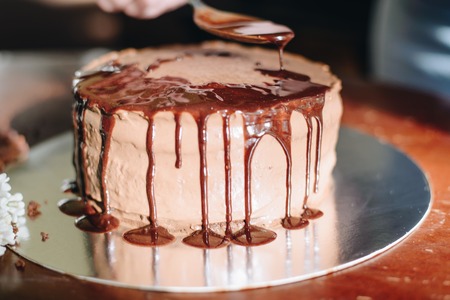 woman hands makeing cakeの写真素材