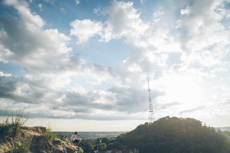 view from top of the hillの写真素材