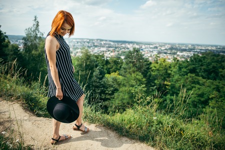 pretty gignger girl portraitの写真素材