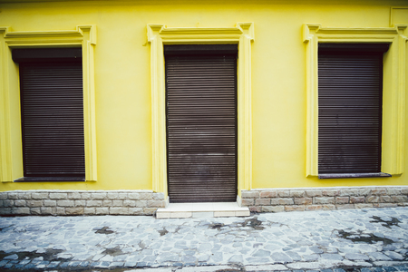 closed rollers of the store outside viewの写真素材