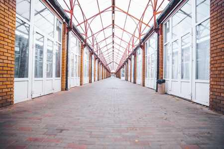 emty market stores in the morningの写真素材