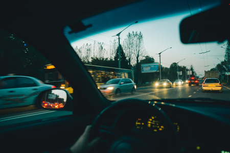 inside car city traficの写真素材