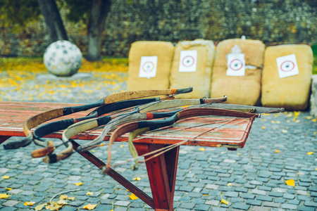 arrows bows and targetsの写真素材