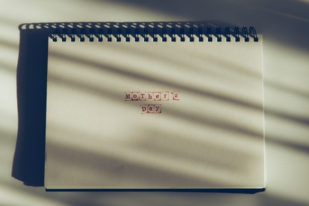 mothers day text on white sheet made via stampの写真素材