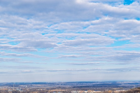cityscape view. cloudy day. city horizon line with clouds. copy space.の写真素材