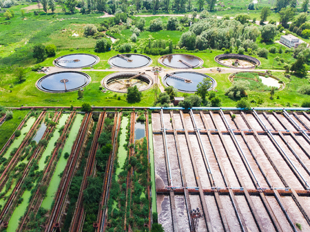 purification systems aerial view. sunny dayの写真素材