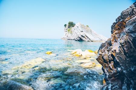 beautiful view of rocky seaside in montenegro. summer vacationの写真素材