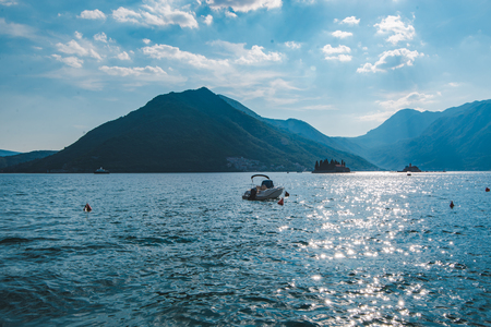 landscape view of kotor bay and mountains range. summer time
