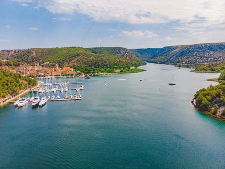 landscape view of skradin bay. summer time. sunny dayの写真素材