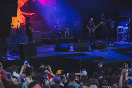 LVIV, UKRAINE - June 18, 2019: okean elzy rock band concert outdoors stageのeditorial素材