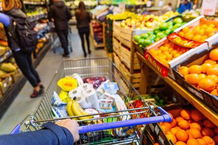 LVIV, UKRAINE - October 6, 2018: grocery store. shopping concept.のeditorial素材