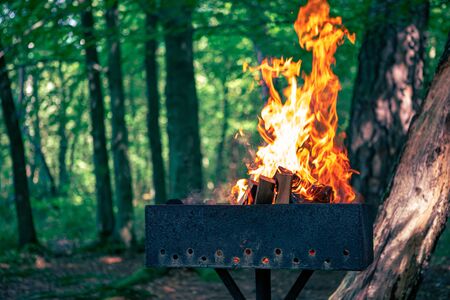 view of fire for barbeque copy space