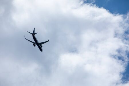 airplane in sky travel concept copy space