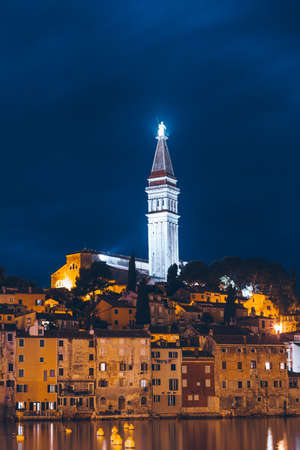 Rovinj city in Croatia at night. summer vacation travel destinationの写真素材