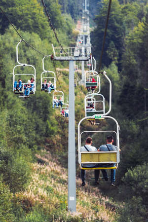 Zakhar Berkut, Ukraine - September 7, 2019: summer mountains travel chair roadの写真素材
