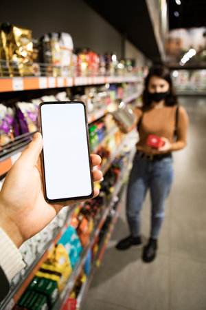 white screen shopping list grocery store copy space
