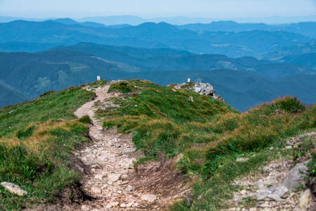 view of summer mountains range. beautiful landscape. copy spaceの写真素材