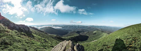 view of summer mountains range. beautiful landscape. copy spaceの写真素材