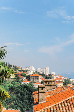 panorama view of Rijeka city harbor at Croatia copy space