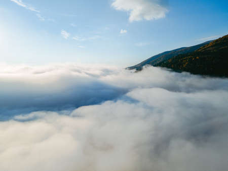 aerial view above the clouds copy spaceの写真素材