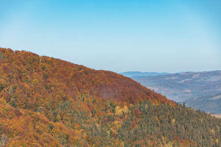landscape view of autumn carpathian mountains ukraineの写真素材