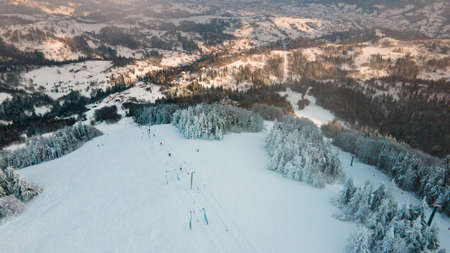 aerial view of trostyan mountain ukraine carpathian range copy spaceの写真素材