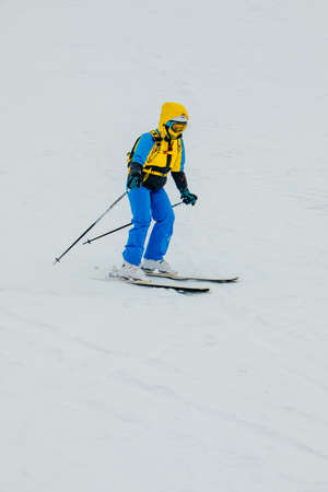 woman skier at ski slope winter extreme sport