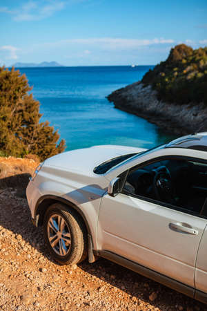 car travel concept sea vacation greece wild beachの写真素材