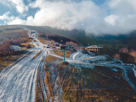 aerial view of gemba mountain carpathian ukraine copy space