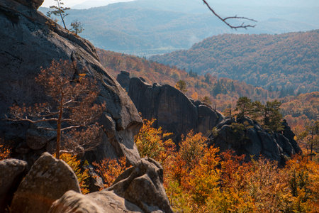 dovbush rocks landmark autumn seasonの写真素材