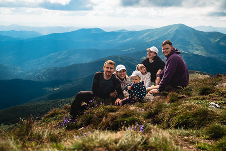 A group of friends in the mountains