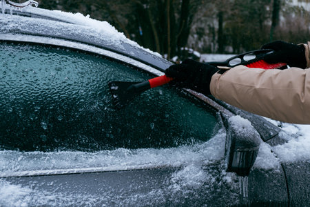 clean car out of iceの写真素材