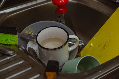 dirty dishes in sink