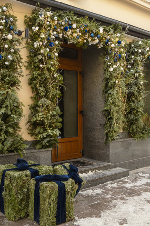 outside city christmas decorationの写真素材