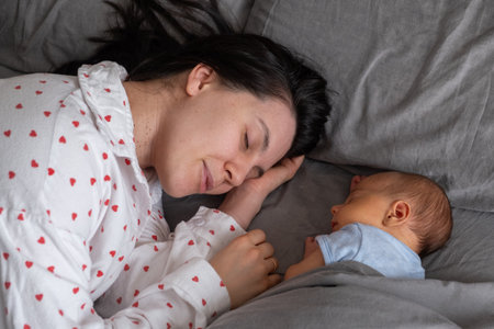 Newborn Baby Resting on mother tummyの写真素材