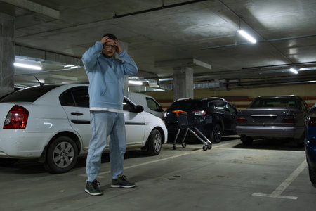 Person in Underground Parking Garage